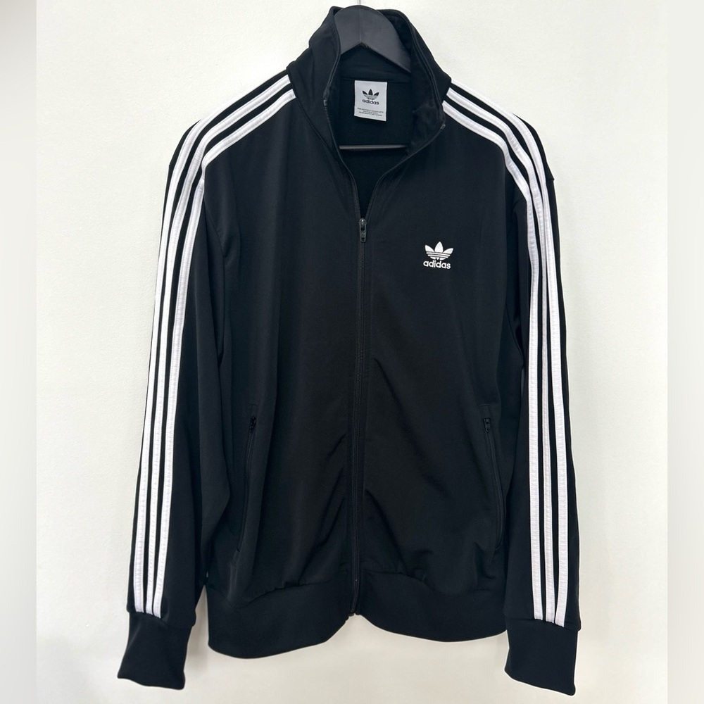 Adidas Originals Track Jacket-Men’s Medium-Black 3-Stripe–Modern Vintage Style